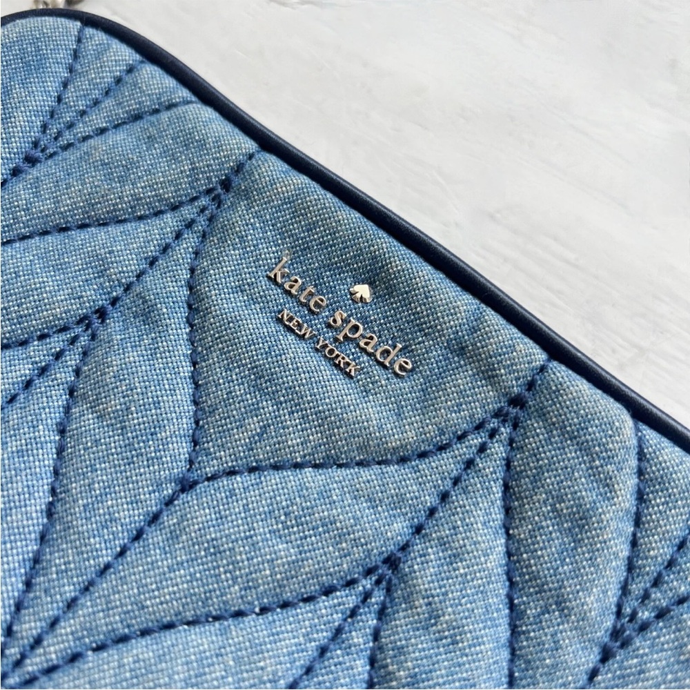 kate spade Denim Blue Quilted Crossbody Bag with Navy Trim - Picture 2 of 13
